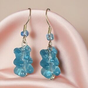 Handmade Blue Gummy Bear Earrings